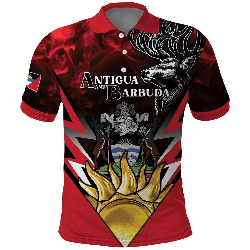 Personalized Antigua and Barbuda Polo Shirt Coat Of Arms With Fallow Deer