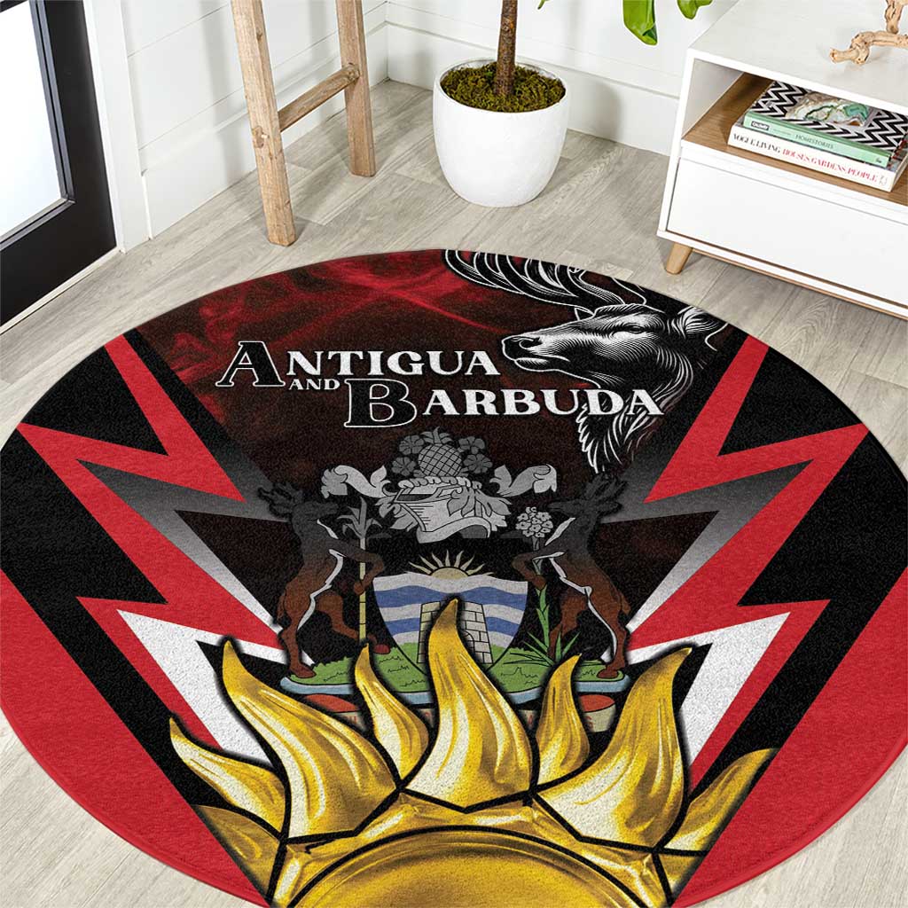 Antigua and Barbuda Round Carpet Coat Of Arms With Fallow Deer