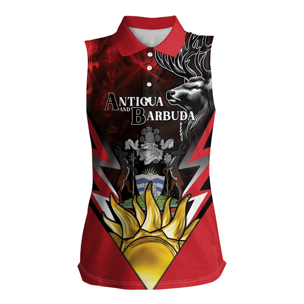 Personalized Antigua and Barbuda Women Sleeveless Polo Shirt Coat Of Arms With Fallow Deer