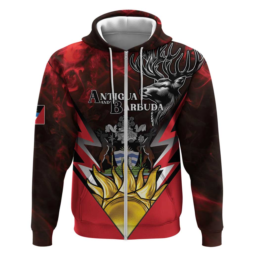 Personalized Antigua and Barbuda Zip Hoodie Coat Of Arms With Fallow Deer