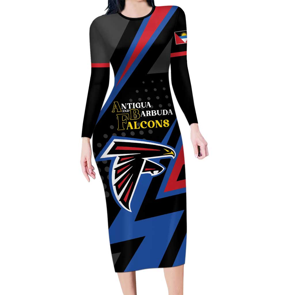 Custom Antigua and Barbuda Cricket Long Sleeve Bodycon Dress Sporty Style