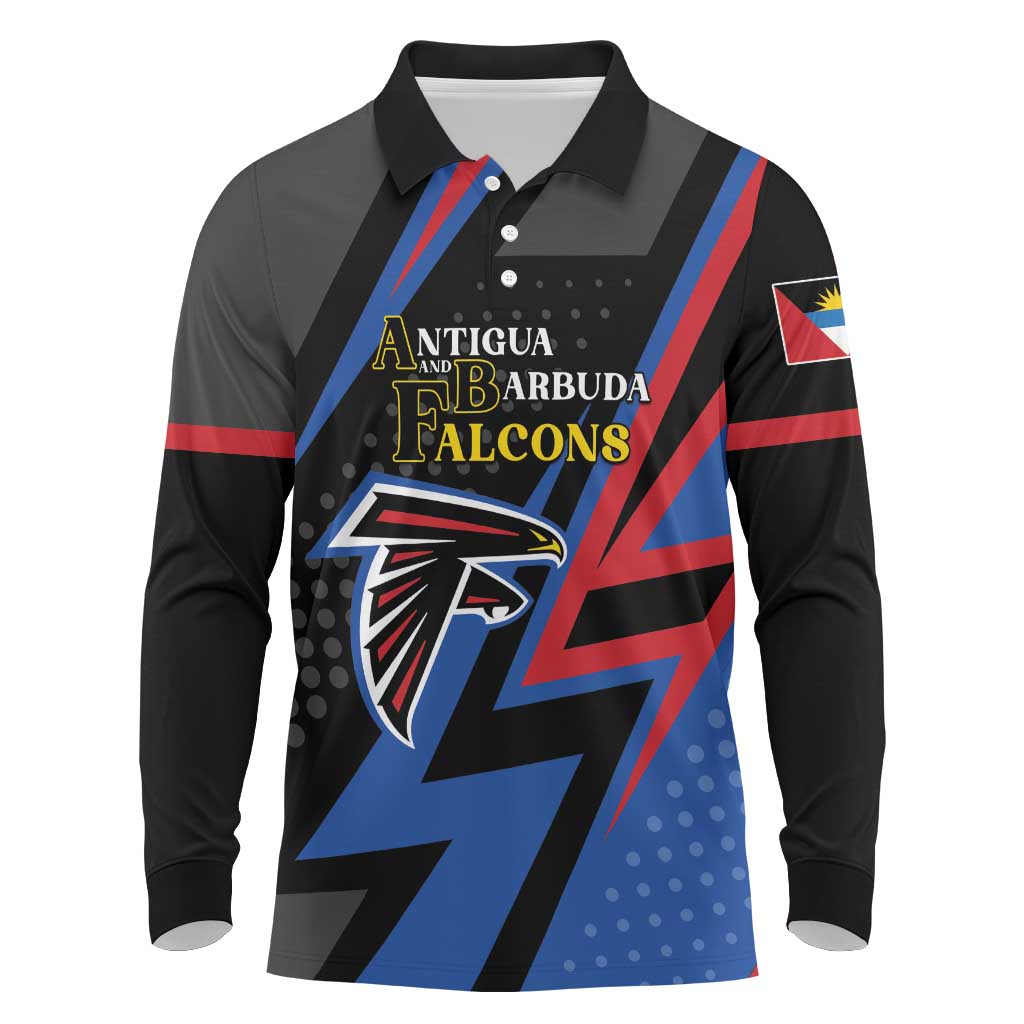 Custom Antigua and Barbuda Cricket Long Sleeve Polo Shirt Sporty Style