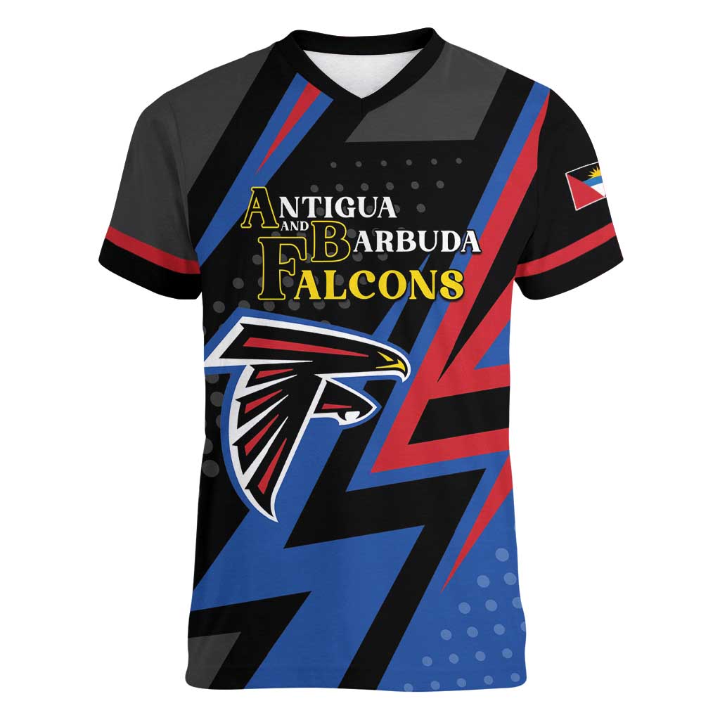 Custom Antigua and Barbuda Cricket Women V-Neck T-Shirt Sporty Style