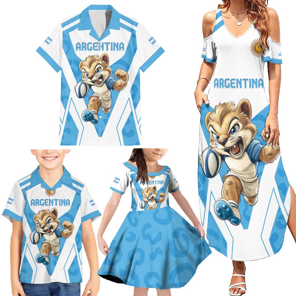 Custom Argentina Rugby 2024 Family Matching Summer Maxi Dress and Hawaiian Shirt Go Los Pumas Leopard Pattern LT05 - Wonder Print Shop