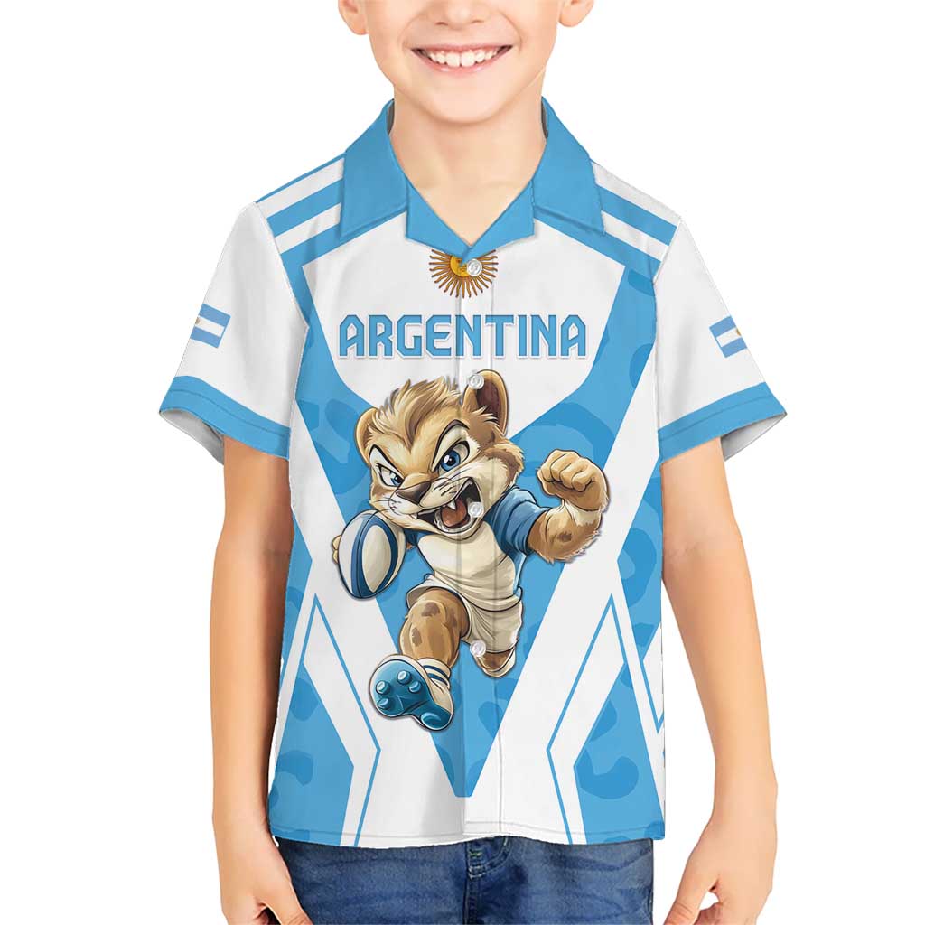 Custom Argentina Rugby 2024 Kid Hawaiian Shirt Go Los Pumas Leopard Pattern LT05 - Wonder Print Shop