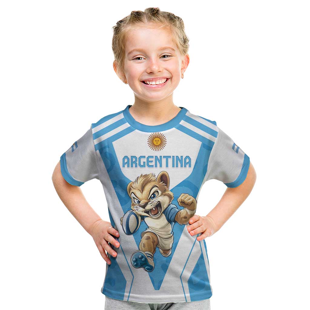 Custom Argentina Rugby 2024 Kid T Shirt Go Los Pumas Leopard Pattern LT05 - Wonder Print Shop