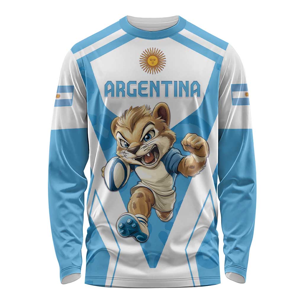 Custom Argentina Rugby 2024 Long Sleeve Shirt Go Los Pumas Leopard Pattern LT05 - Wonder Print Shop