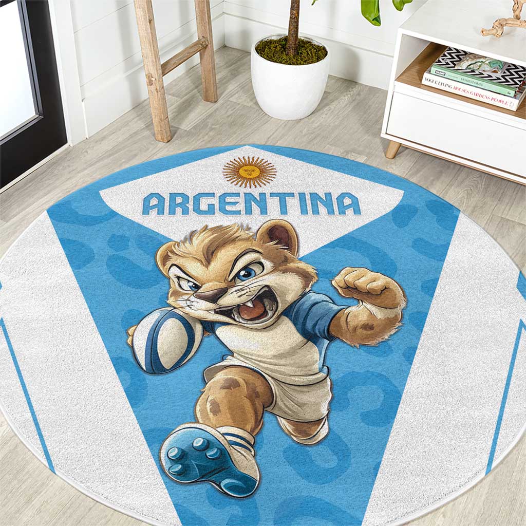 Argentina Rugby 2024 Round Carpet Go Los Pumas Leopard Pattern