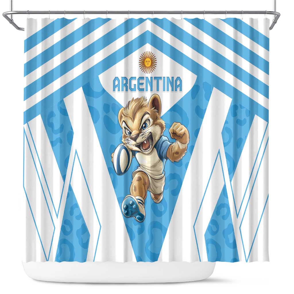 Argentina Rugby 2024 Shower Curtain Go Los Pumas Leopard Pattern