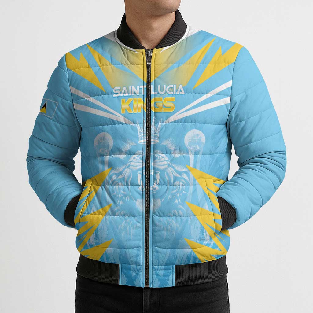 Custom Kings Saint Lucia Cricket Bomber Puffer Jacket Rise To Victory - Wonder Print Shop