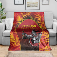 Red cricket blanket on sofa with Knight Riders emblem and rider graphic