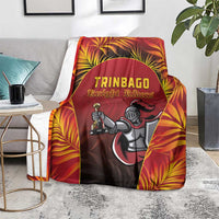 Red cricket blanket with central Knight Riders emblem and tropical leaf design