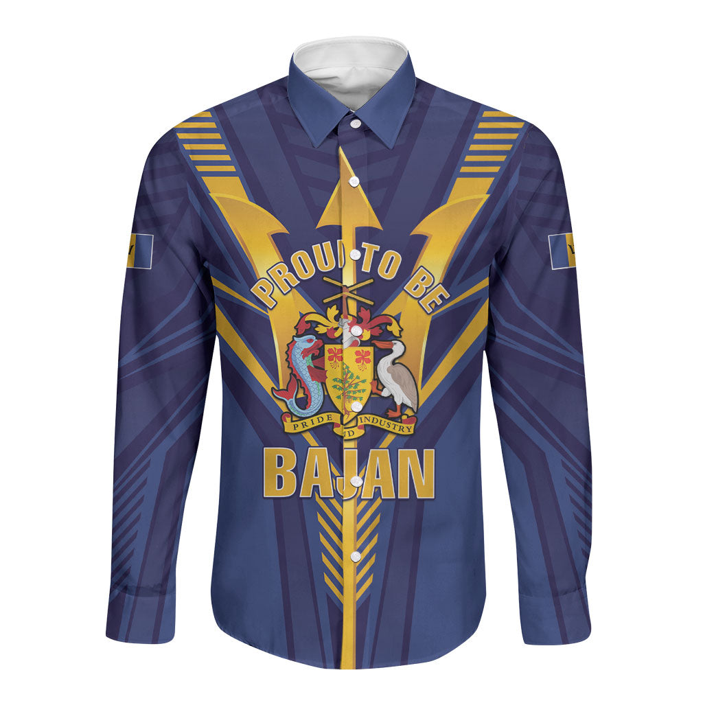 Barbados Long Sleeve Button Shirt Proud To Be Bajan