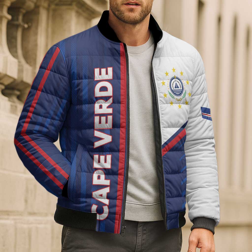 Custom Cape Verde Football Bomber Puffer Jacket Unique Style - Wonder Print Shop
