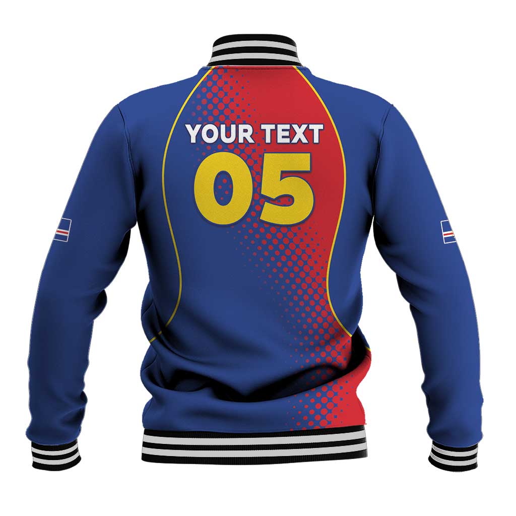 Custom Cape Verde Football Baseball Jacket Blue Sharks Make History - Wonder Print Shop