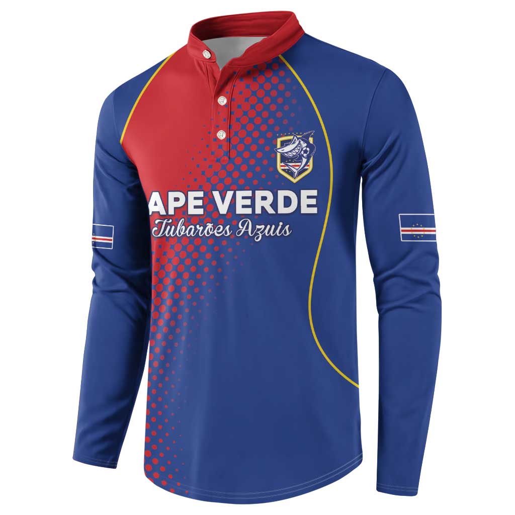 Custom Cape Verde Football Button Sweatshirt Blue Sharks Make History - Wonder Print Shop