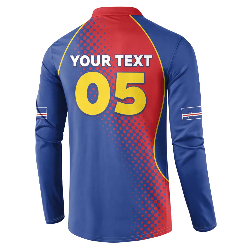 Custom Cape Verde Football Button Sweatshirt Blue Sharks Make History - Wonder Print Shop