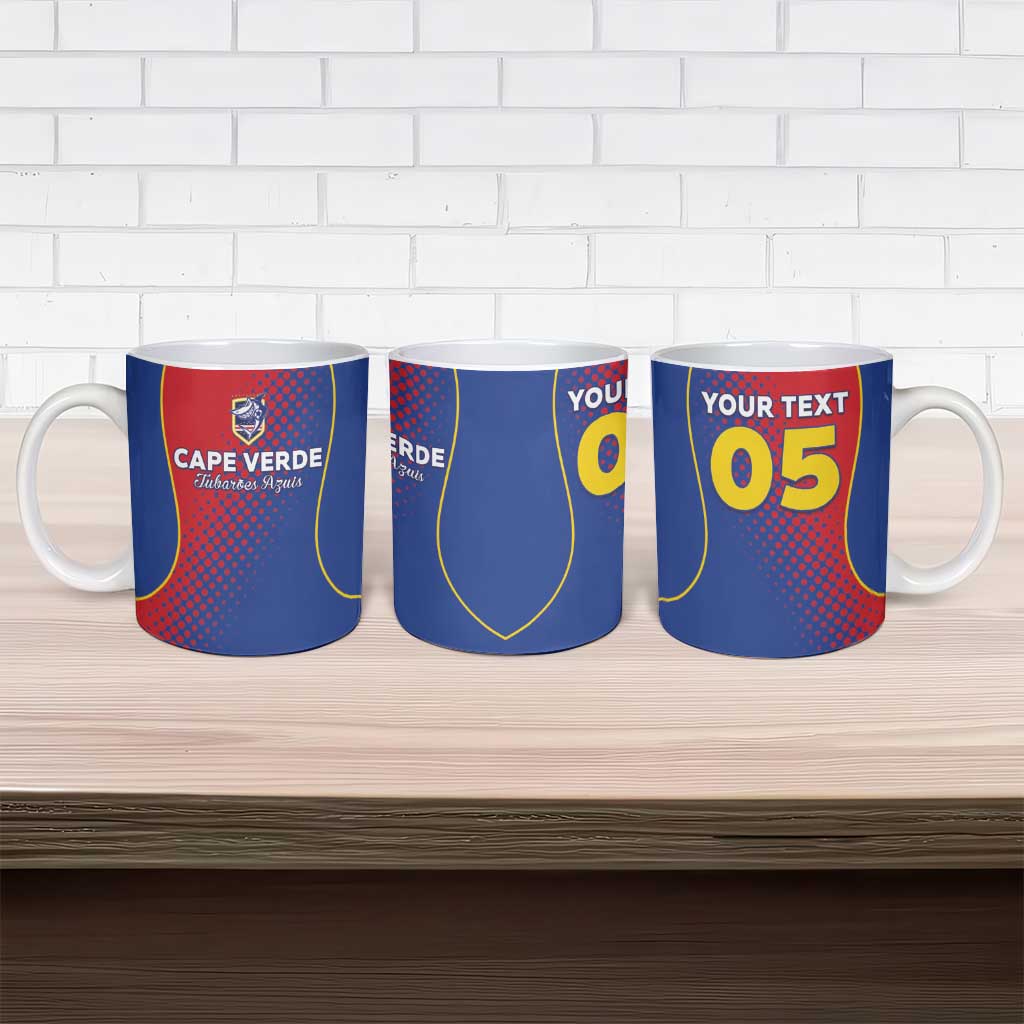Custom Cape Verde Football Ceramic Mug Blue Sharks Make History - Wonder Print Shop