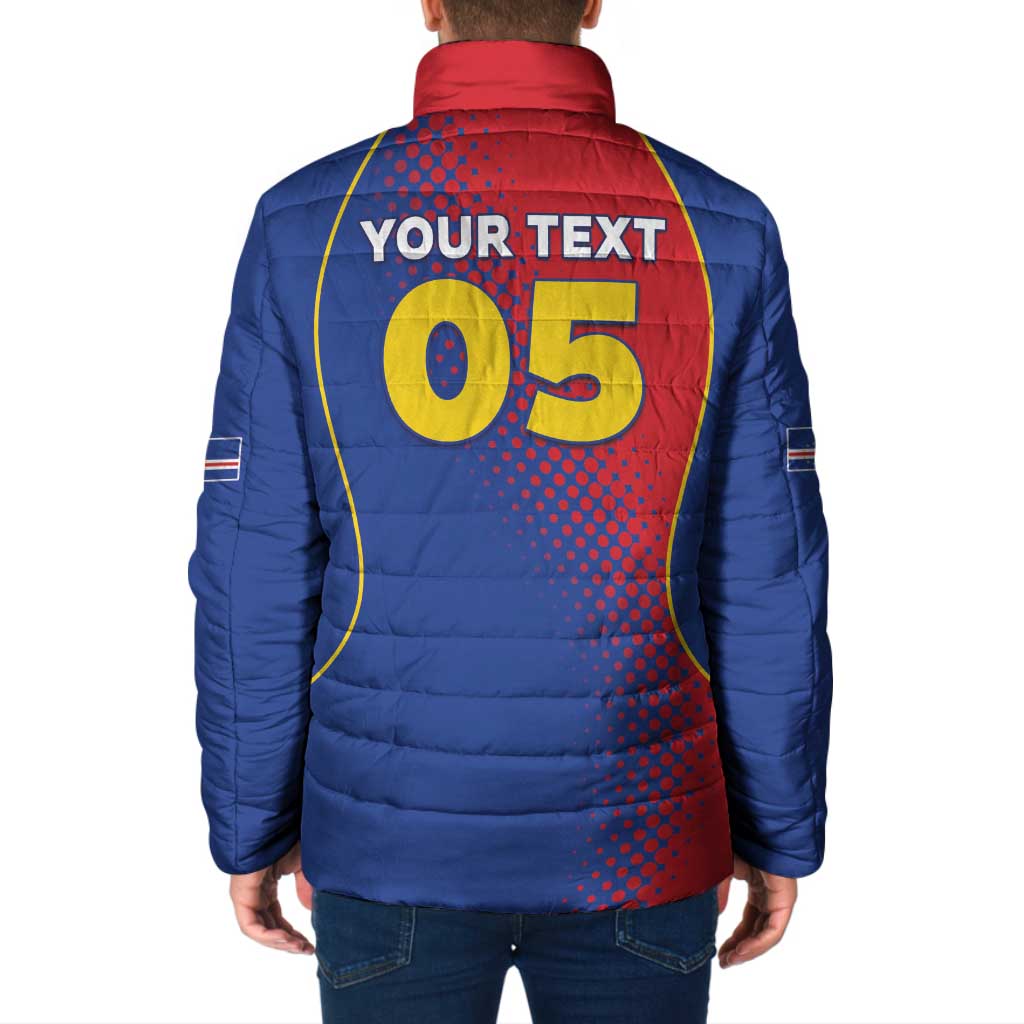 Custom Cape Verde Football Padded Jacket Blue Sharks Make History - Wonder Print Shop