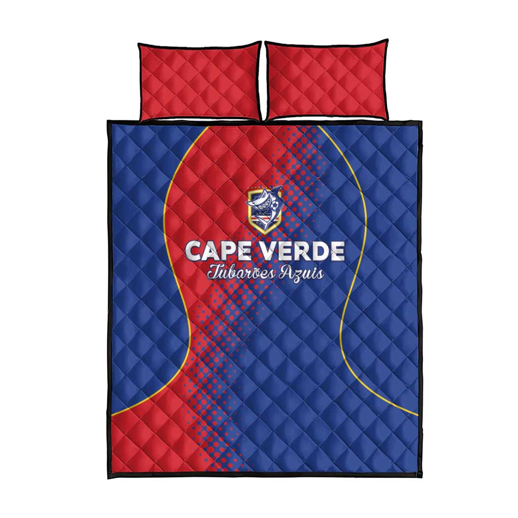 Cape Verde Football Quilt Bed Set Blue Sharks Make History - Wonder Print Shop