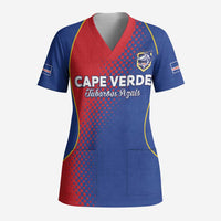 Custom Cape Verde Football Scrub Top Blue Sharks Make History - Wonder Print Shop