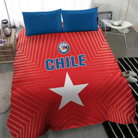 Chile football duvet with CHILE text, white star center, and red zigzag geometric design