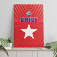 Red Chile canvas wall art featuring crest, 'CHILE' text, and centered white star