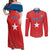 Custom Chile Star Football Couples Matching Off Shoulder Maxi Dress and Long Sleeve Button Shirt Vamos La Roja