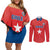 Custom Chile Star Football Couples Matching Off Shoulder Short Dress and Long Sleeve Button Shirt Vamos La Roja