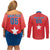 Custom Chile Star Football Couples Matching Off Shoulder Short Dress and Long Sleeve Button Shirt Vamos La Roja