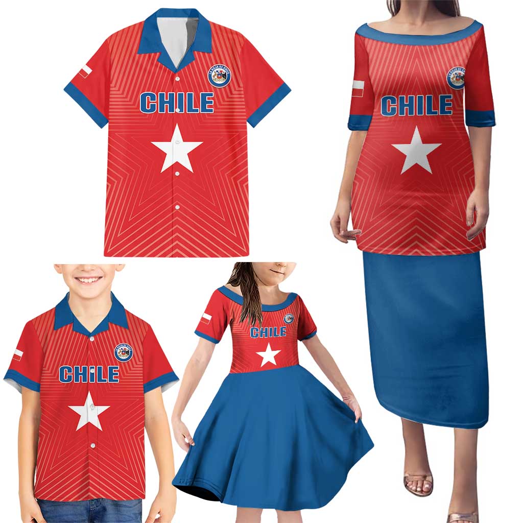 Custom Chile Star Football Family Matching Puletasi and Hawaiian Shirt Vamos La Roja