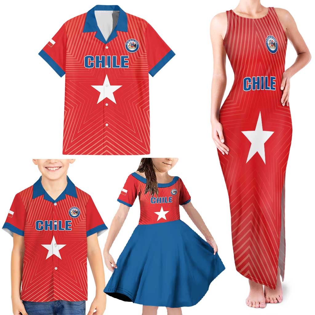 Custom Chile Star Football Family Matching Tank Maxi Dress and Hawaiian Shirt Vamos La Roja