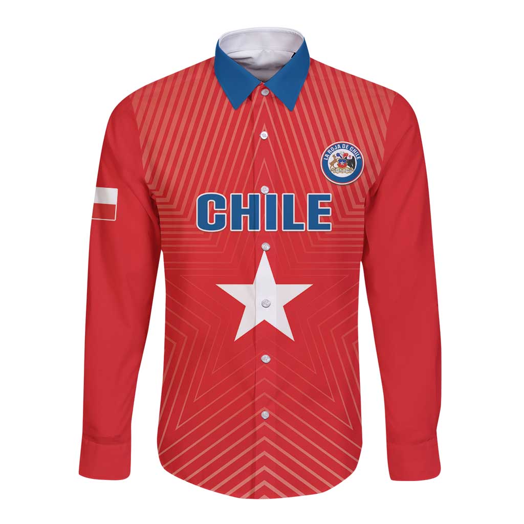 Custom Chile Star Football Long Sleeve Button Shirt Vamos La Roja