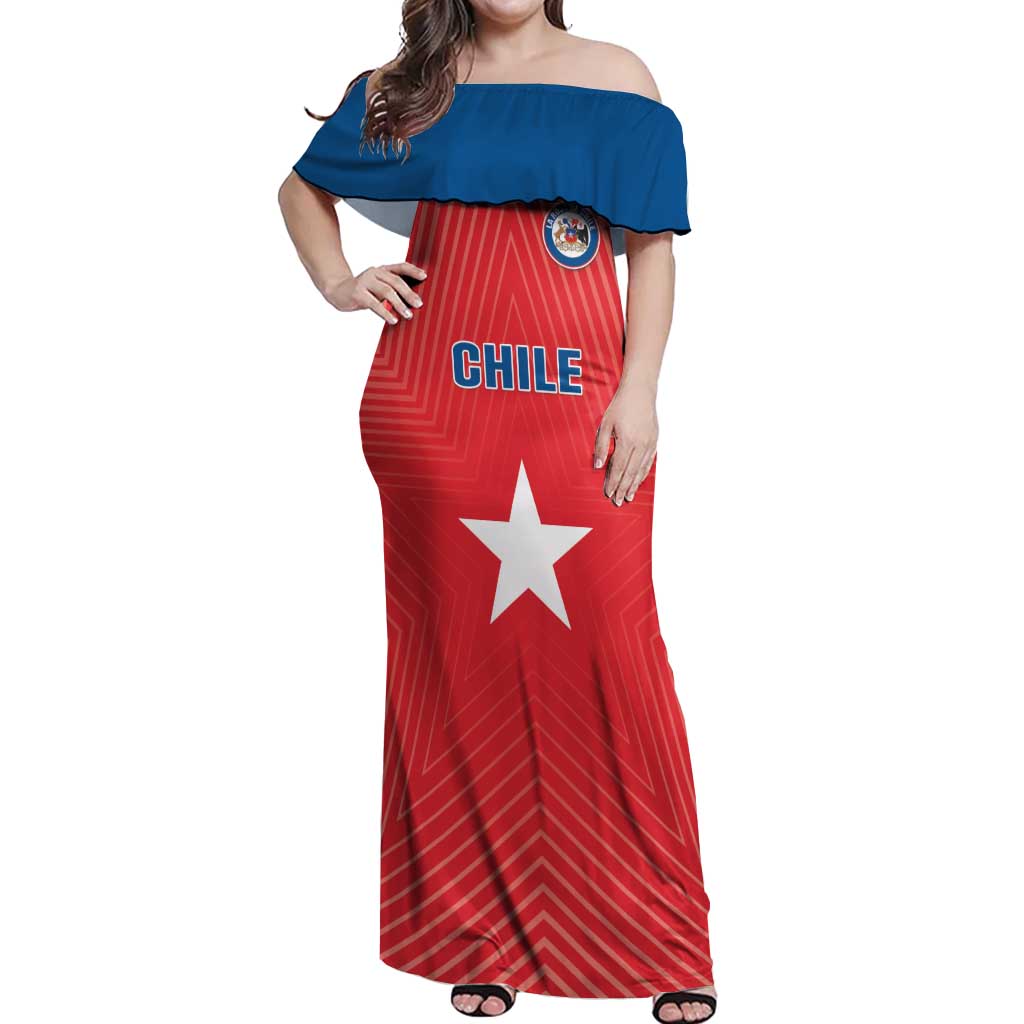 Custom Chile Star Football Off Shoulder Maxi Dress Vamos La Roja