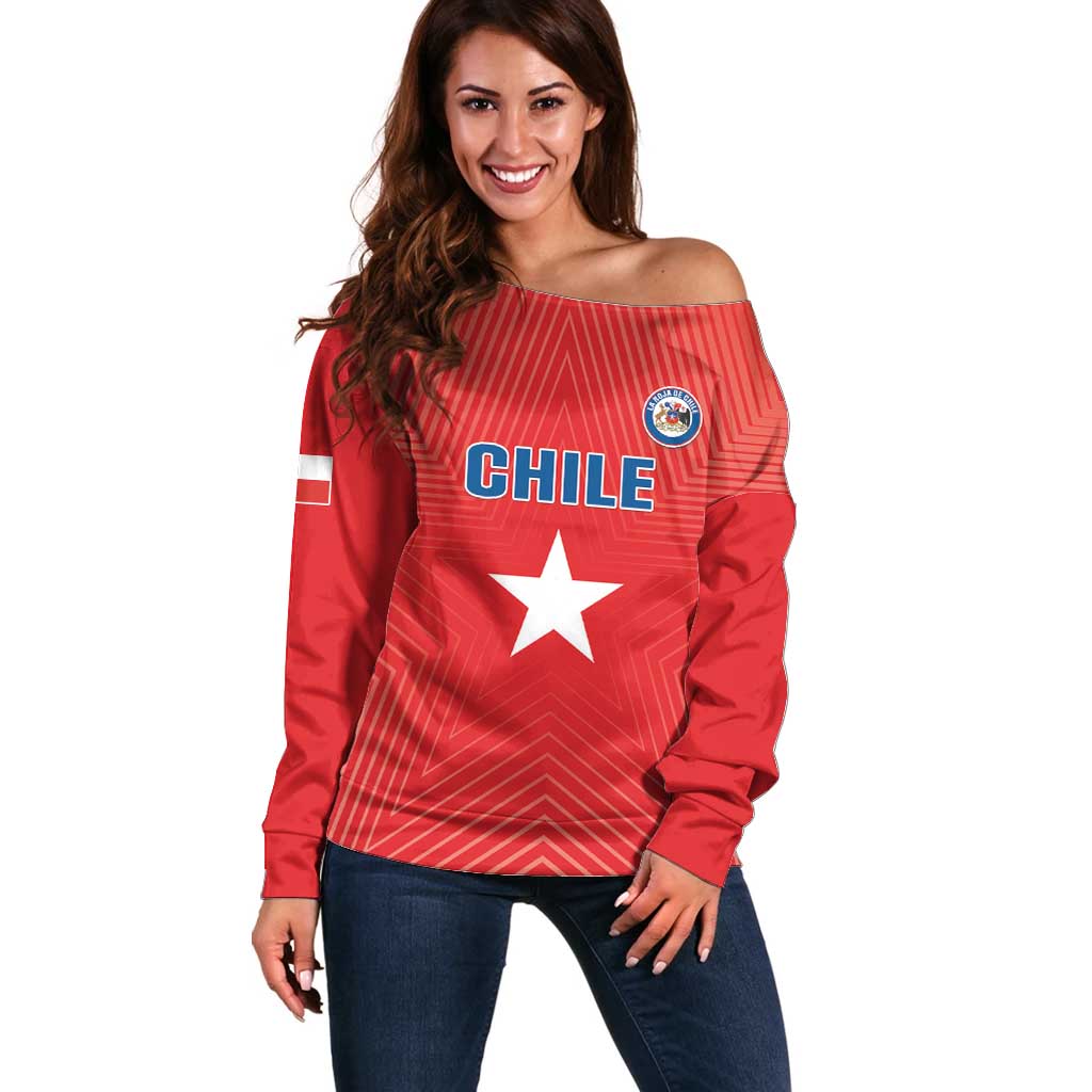 Custom Chile Star Football Off Shoulder Sweater Vamos La Roja