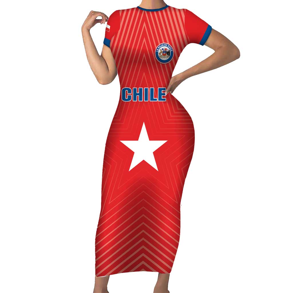 Custom Chile Star Football Short Sleeve Bodycon Dress Vamos La Roja