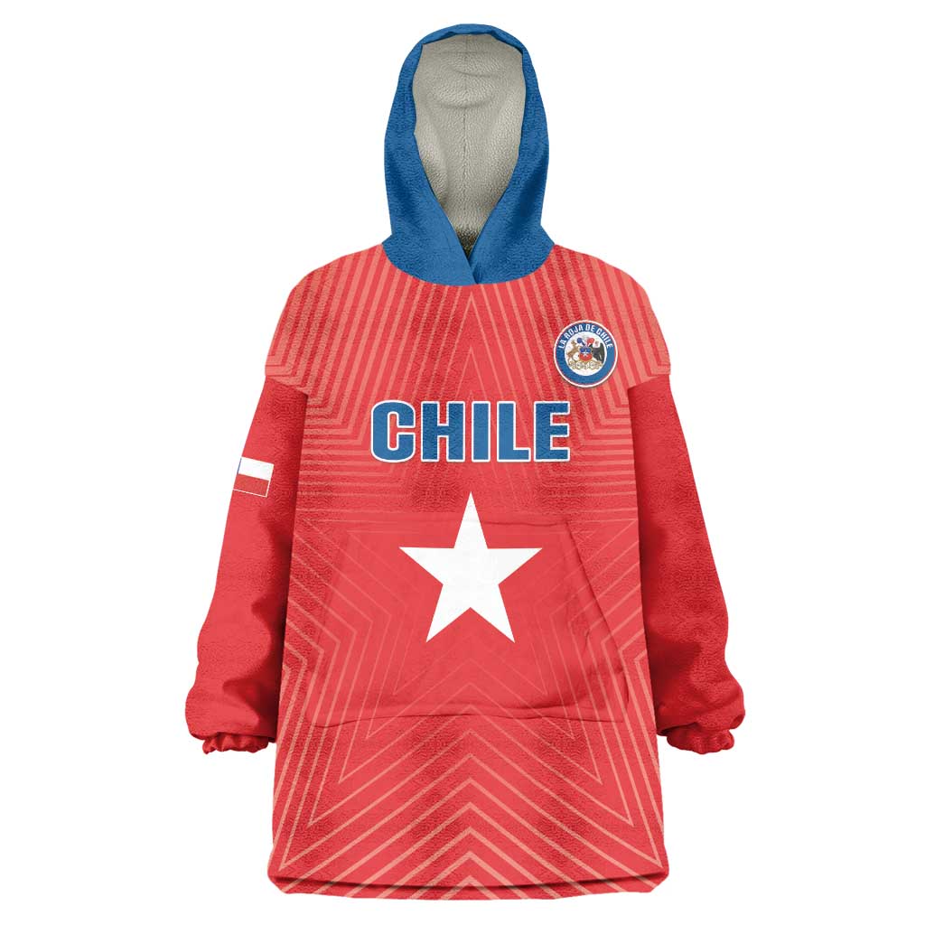 Custom Chile Star Football Wearable Blanket Hoodie Vamos La Roja