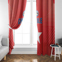 Red Chile flag window curtain panels with white star and CHILE lettering