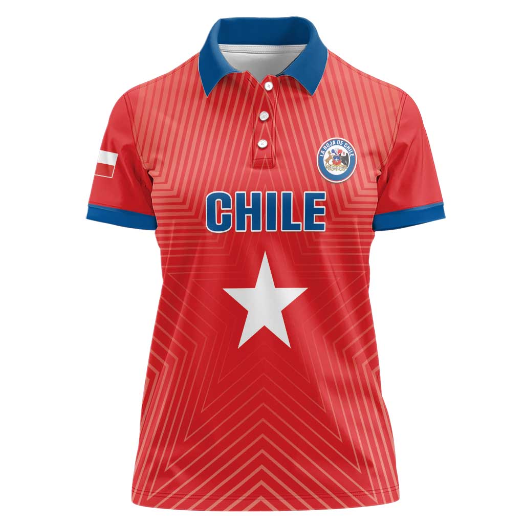 Custom Chile Star Football Women Polo Shirt Vamos La Roja