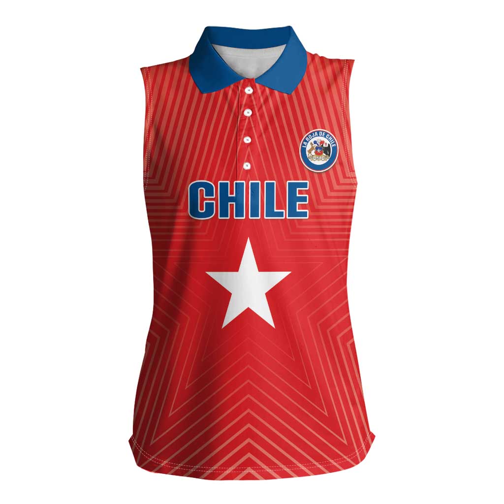 Custom Chile Star Football Women Sleeveless Polo Shirt Vamos La Roja