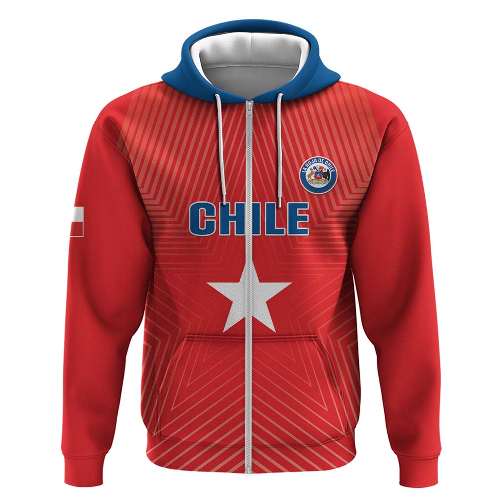 Custom Chile Star Football Zip Hoodie Vamos La Roja