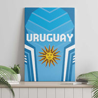 Blue Uruguay canvas wall art showing URUGUAY title, sun emblem, and jersey stripes