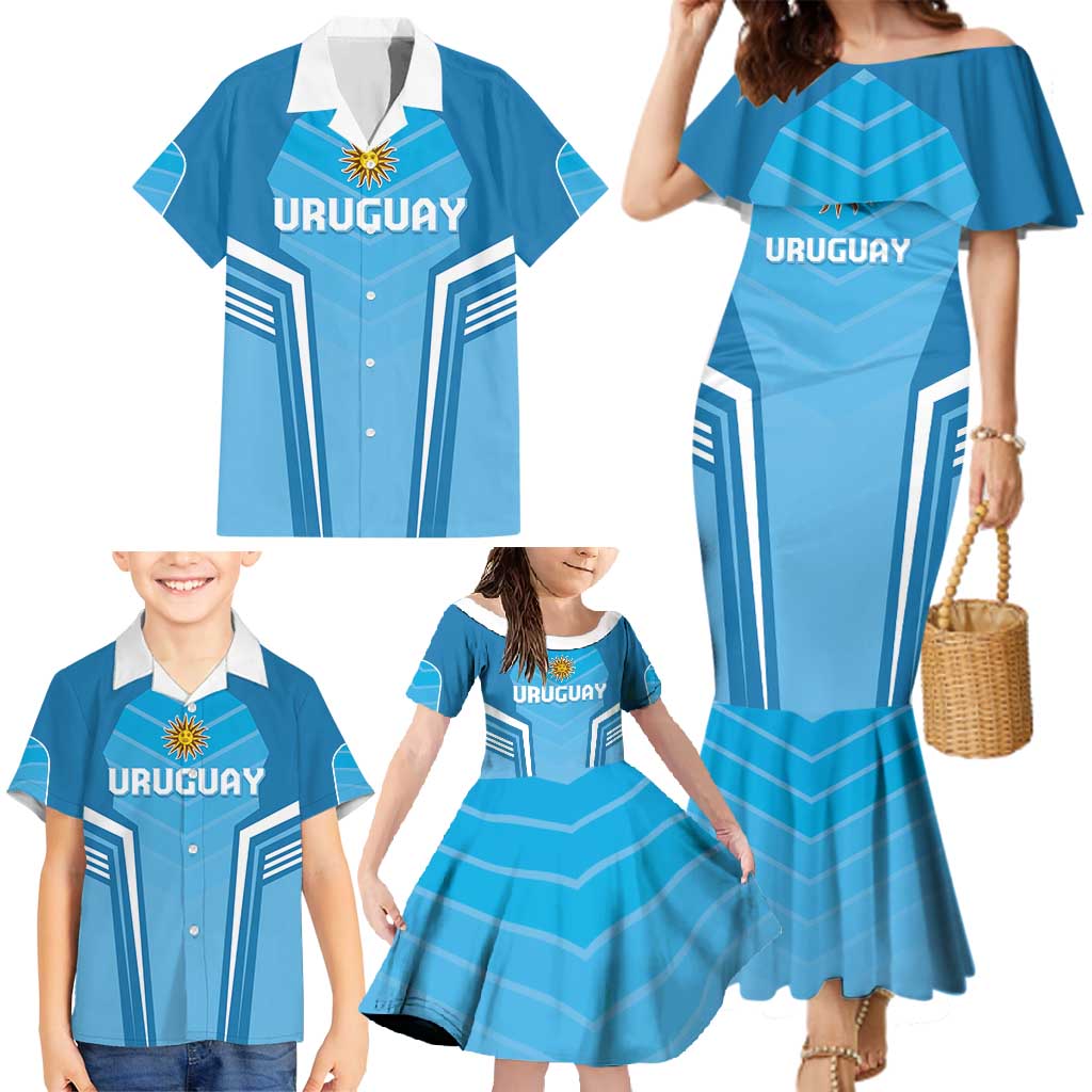 Custom Uruguay Football Family Matching Mermaid Dress and Hawaiian Shirt Unique Style