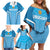 Custom Uruguay Football Family Matching Off Shoulder Short Dress and Hawaiian Shirt Unique Style