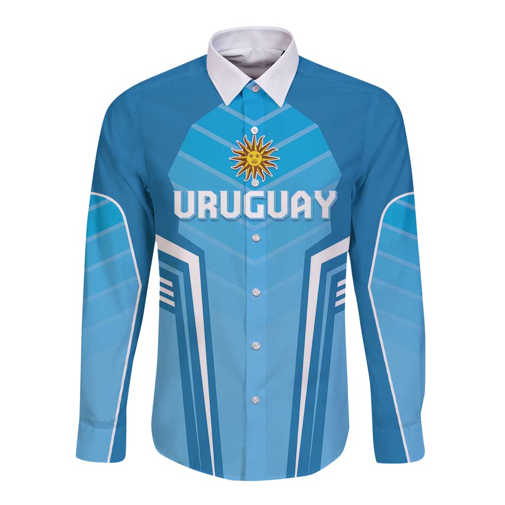 Custom Uruguay Football Long Sleeve Button Shirt Unique Style