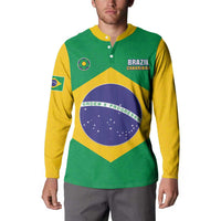 Custom Brazil Football Button Sweatshirt Flag Style