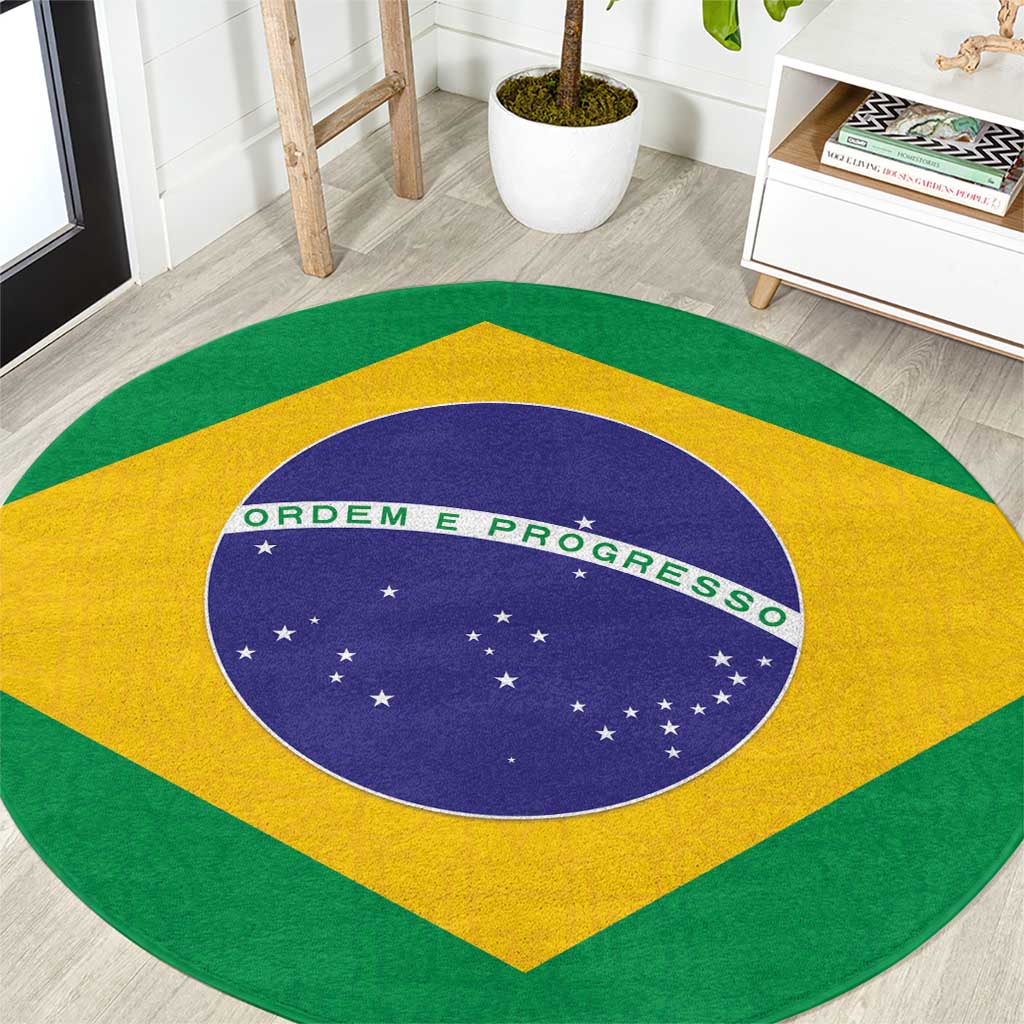 Brazil Football Round Carpet Flag Style