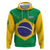 Custom Brazil Football Zip Hoodie Flag Style