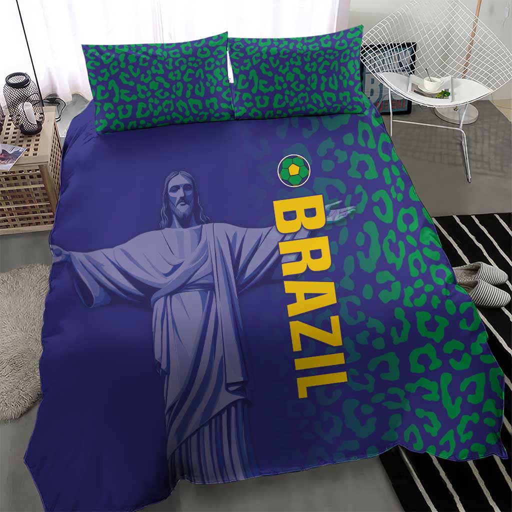 Brazil Football Bedding Set With Leopard Pattern