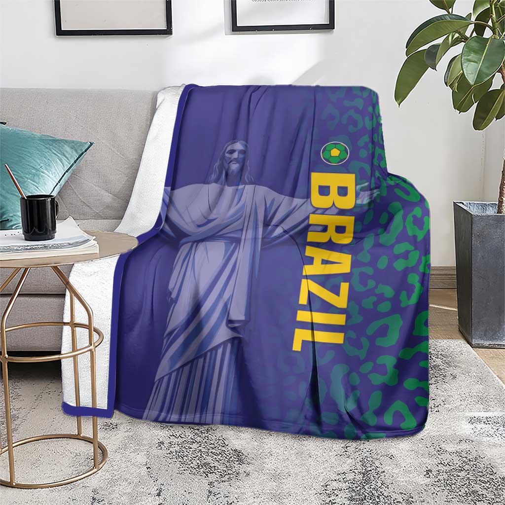 Brazil Football Blanket With Leopard Pattern
